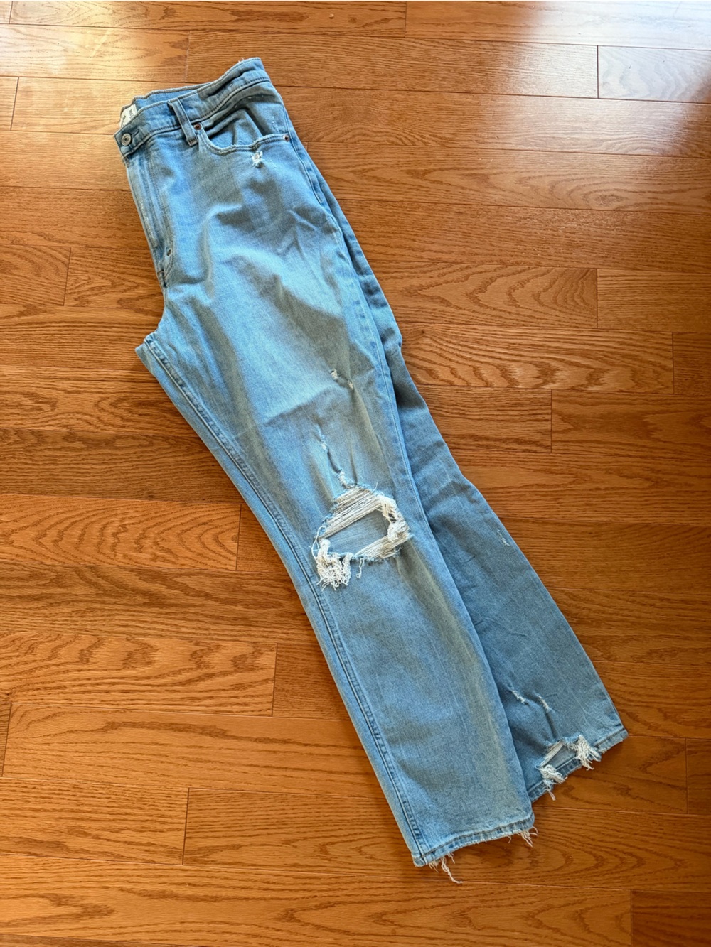 Abercrombie & Fitch Light Blue Ripped Skinny Jeans